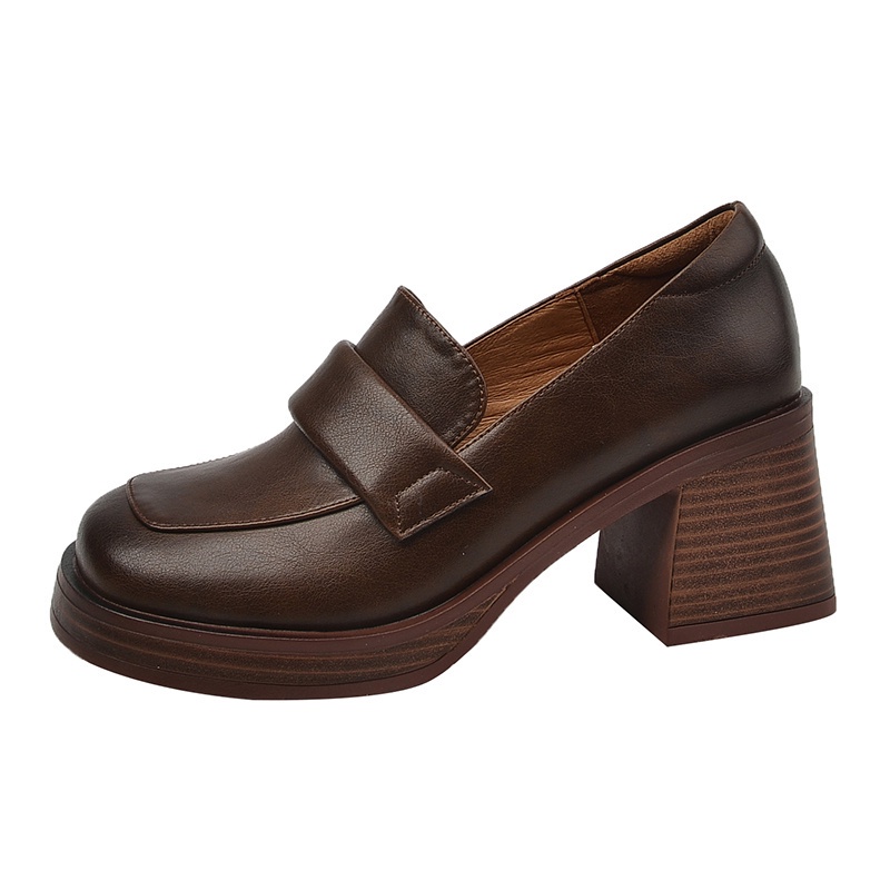 Giày Cao Gót Da Phong Cách Vintage Thanh Lịch Cho Nữ