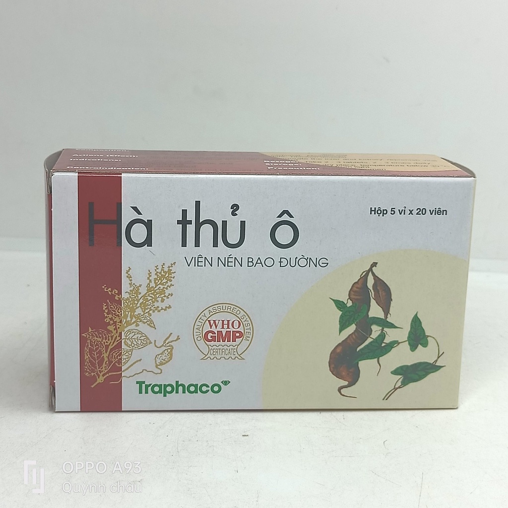 HÀ THỦ Ô VIÊN NÉN BAO ĐƯỜNG HỘP 5 VỈ X 20 VIÊN