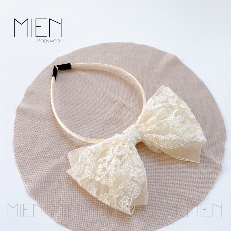 (P19) Bờm tóc nơ ren đứng MIEN cho bé gái