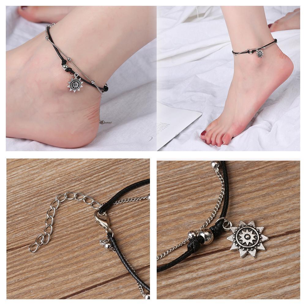 MAXG Lắc Chân Nhiều Lớp Đính Mặt Trời Phong Cách Bohemian