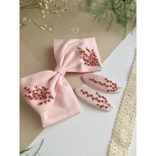 Set nơ buộc và kẹp tóc thêu tay