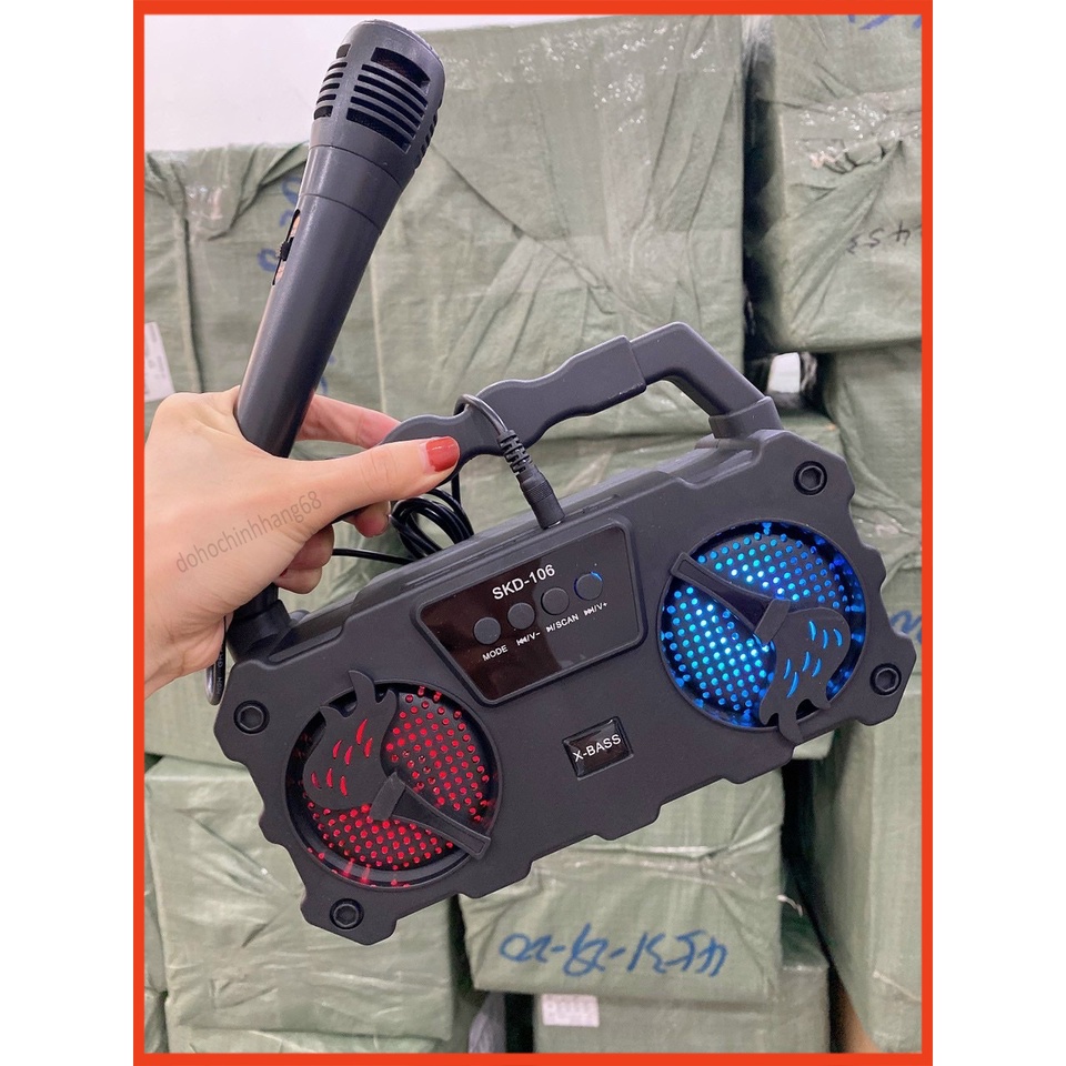 Loa Bluetooth Hát Karaoke Mini Tặng Kèm Mic Nghe Nhạc Cực Đã Âm Bass Cực Mạnh Bảo Hành 1 Năm