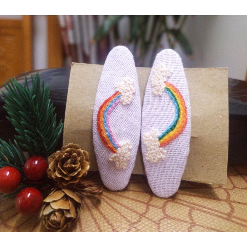 Kẹp tóc thêu tay, kẹp tóc thêu tên, kẹp tóc vải hàn quốc