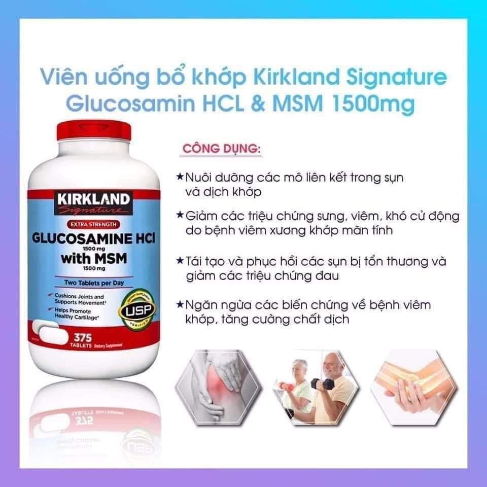 COMBO Xương Khớp Kirkland Glucosamine 1500mg & Chondroitin 1200mg + Glucosamin HCL 1500mg With MSM 1500mg