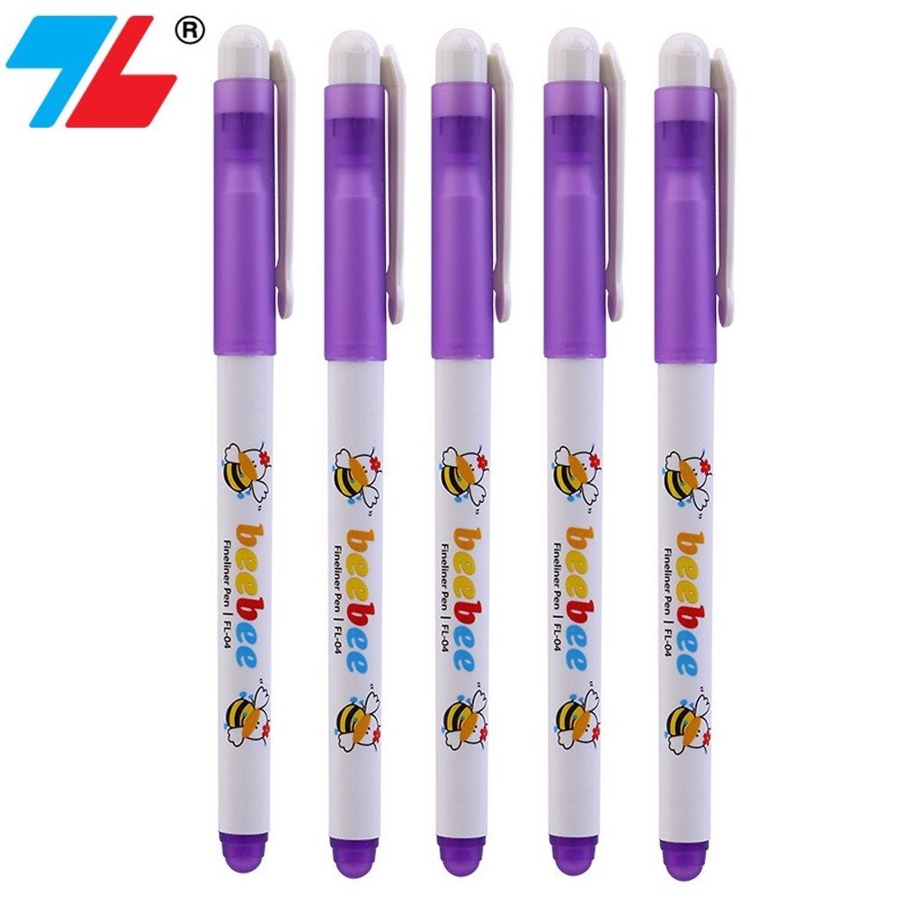 Hộp 10 Cây Bút Lông Kim Thiên Long 0.3mm FL-04 Bee Mực Tím - Học Sinh Store