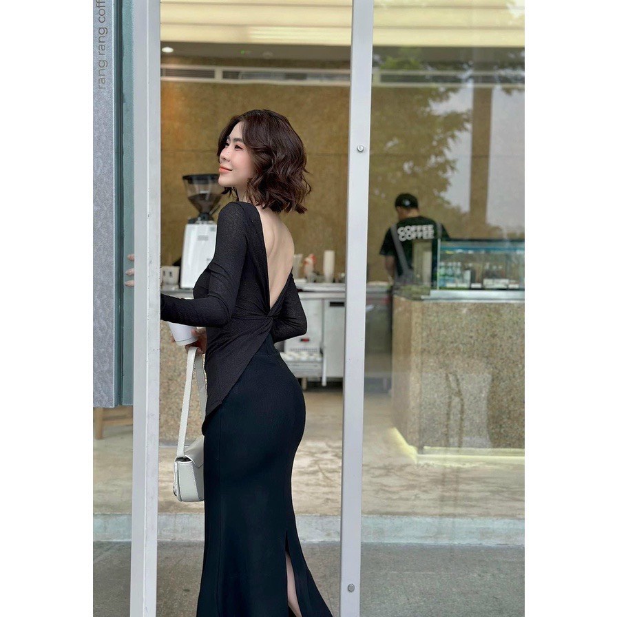 Set áo xoắn lưng vạt xéo phối chân váy đuôi cá có mút ngực- Ringu shop