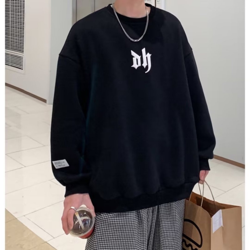 Áo sweater Tay Dài Cổ Tròn In Chữ Phong Cách hip hop Đường Phố Hàn Quốc Cho Nam Và Nữ Cỡ Lớn M-5XL