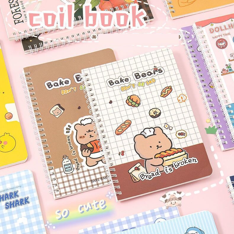 Vở lò xo kép kẻ ngang kích thước A5 tiêu chuẩn 60 trang nhiều mẫu - Gấu Xám