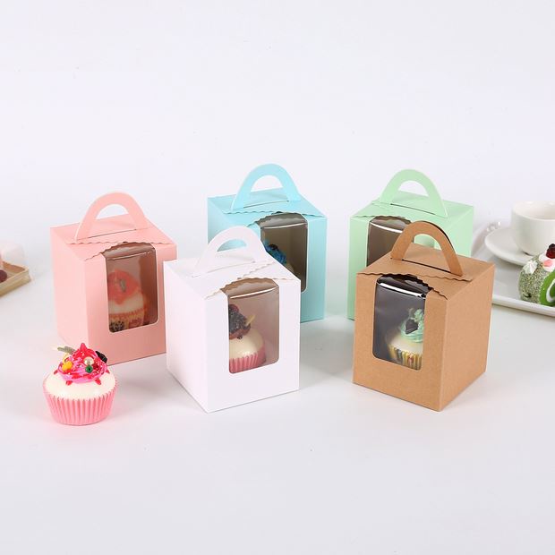 50 Hộp giấy quai xách đựng 1 bánh gato mini, cupcake, tiramisu làm quà tặng tiệc cưới, quà tặng 8/3 - mẫu ngẫu nhiên