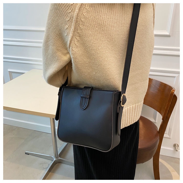 Menas Túi Đeo Vai Bằng Da PU Trơn Màu Thời Trang Mới Cho Nam