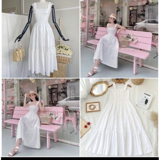 đầm trắng 2 dây