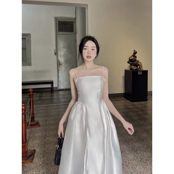 Mell10 dress - Váy dài 2 dây bồng xoè gắn ngọc Onmellem