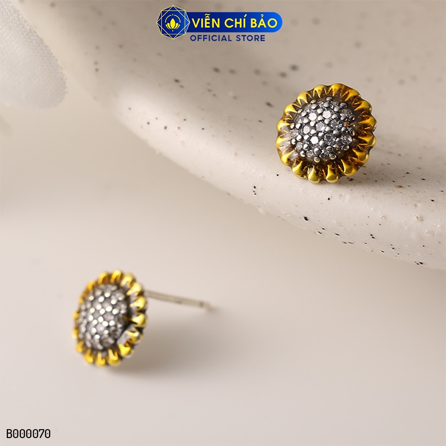 Bông tai bạc nữ Hoa Hướng Dương chất liệu bạc Thái 925 thời trang phụ kiện trang sức Viễn Chí Bảo B000070