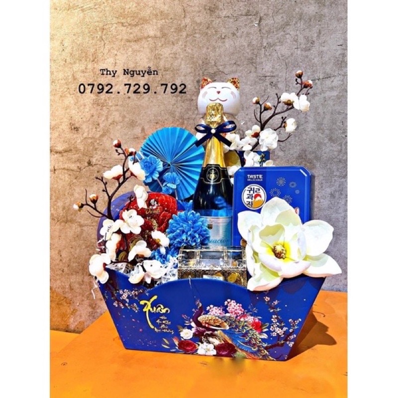 Set phụ kiện trang trí giỏ quà Tết