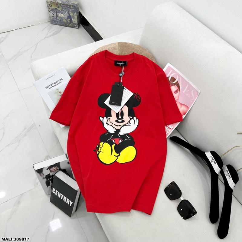 áo phông đỏ micky smile cho nữ