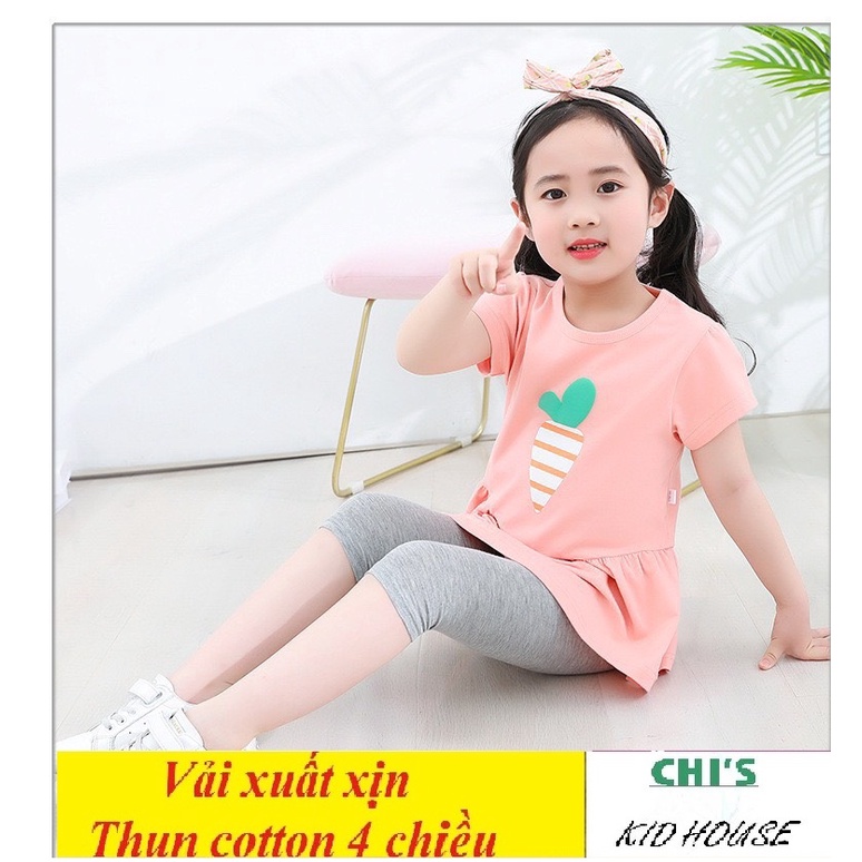 SET 5 QUẦN LEGGING TRƠN DÀI / LỬNG THUN COTTON 4 CHIỀU CHO BÉ GÁI 9-41KG
