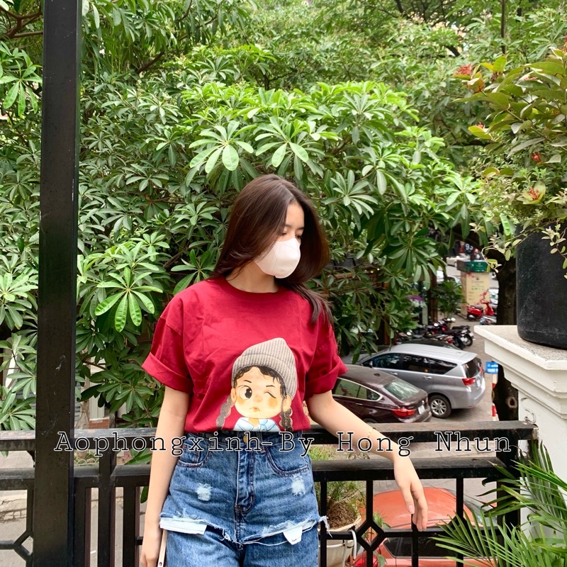 Áo Phông Nam Nữ 3158 Hình Cô Gái , Áo Thun Cotton Khô Form Rộng