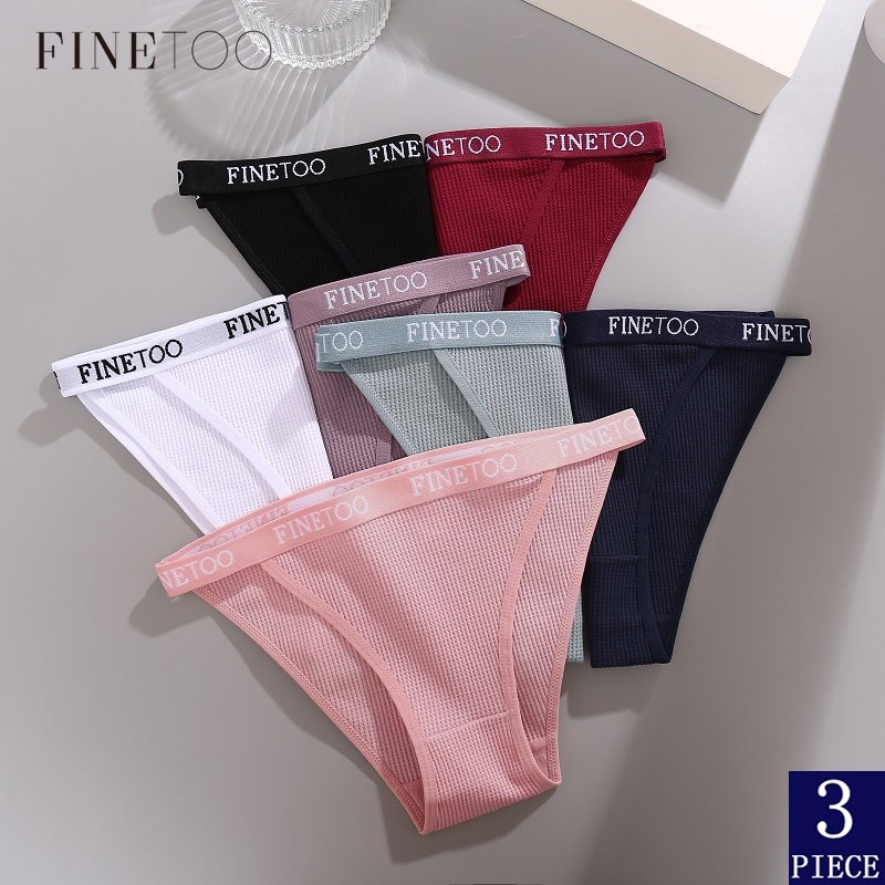 Set 3 quần lót cotton FINETOO in chữ thoải mái thời trang cho nữ