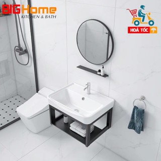BỘ 4 MÓN TỦ + CHẬU LAVABO + KỆ GƯƠNG + GƯƠNG TRÒN