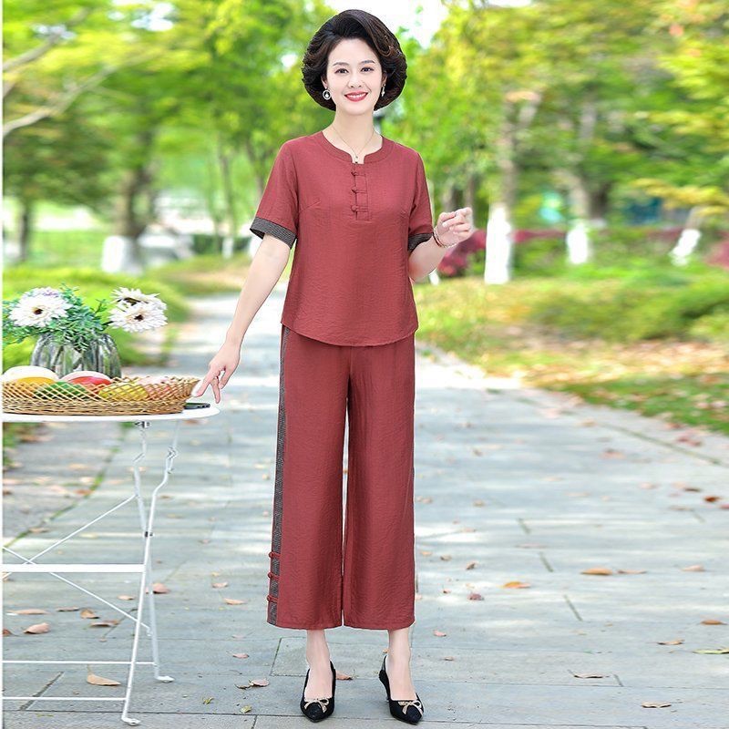 Sét Bộ đồ trung niên cao cấp sét vải đũi hàng quảng châu cao cấp