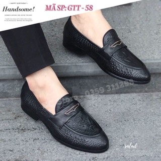 GIÀY LƯỜI NAM tăng chiều cao đế 3cm  - Giày tây nam da bò - GTT 58