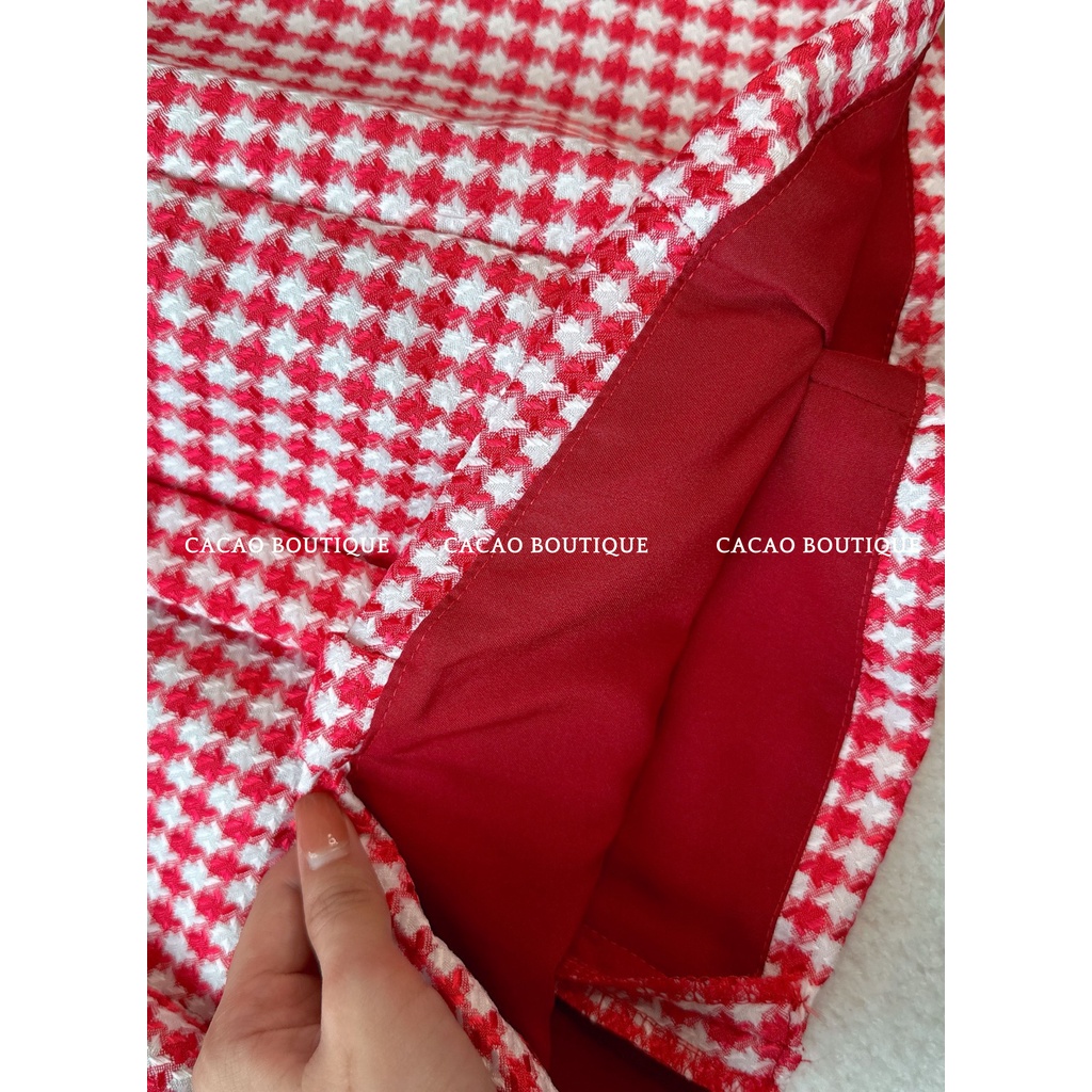 Đầm đi tiệc, đi chơi cúp ngực sang trọng, tôn dáng 2 lớp với chất bố dạ phối nơ màu đỏ đô và đen