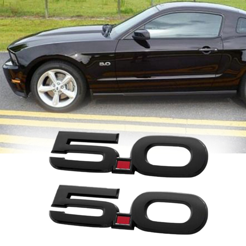 1 cặp cho Ford Mustang GT 5.0 2015-2020 Biểu tượng bên chắn bùn 5,5 inch màu đen