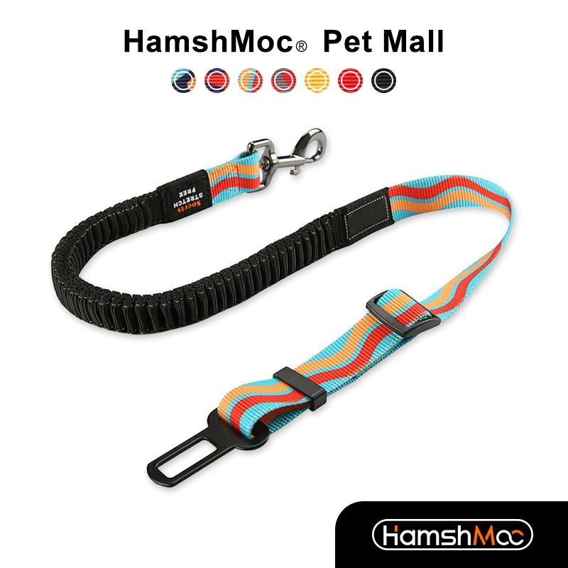 HamshMoc Dây Thắt Lưng An Toàn Cho Thú Cưng Trên Xe Hơi Bằng Nylon Co Giãn Kèm Móc