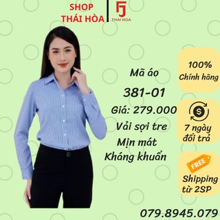 Áo sơ mi Thái Hoà xanh ca rô chất vải đẹp 381