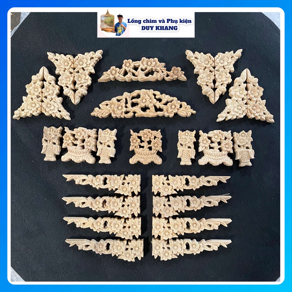 Bộ chạm CNC mẫu bông mai gắn lồng chào mào siêu nét bằng tre - phụ kiện lồng chim DUY KHANG