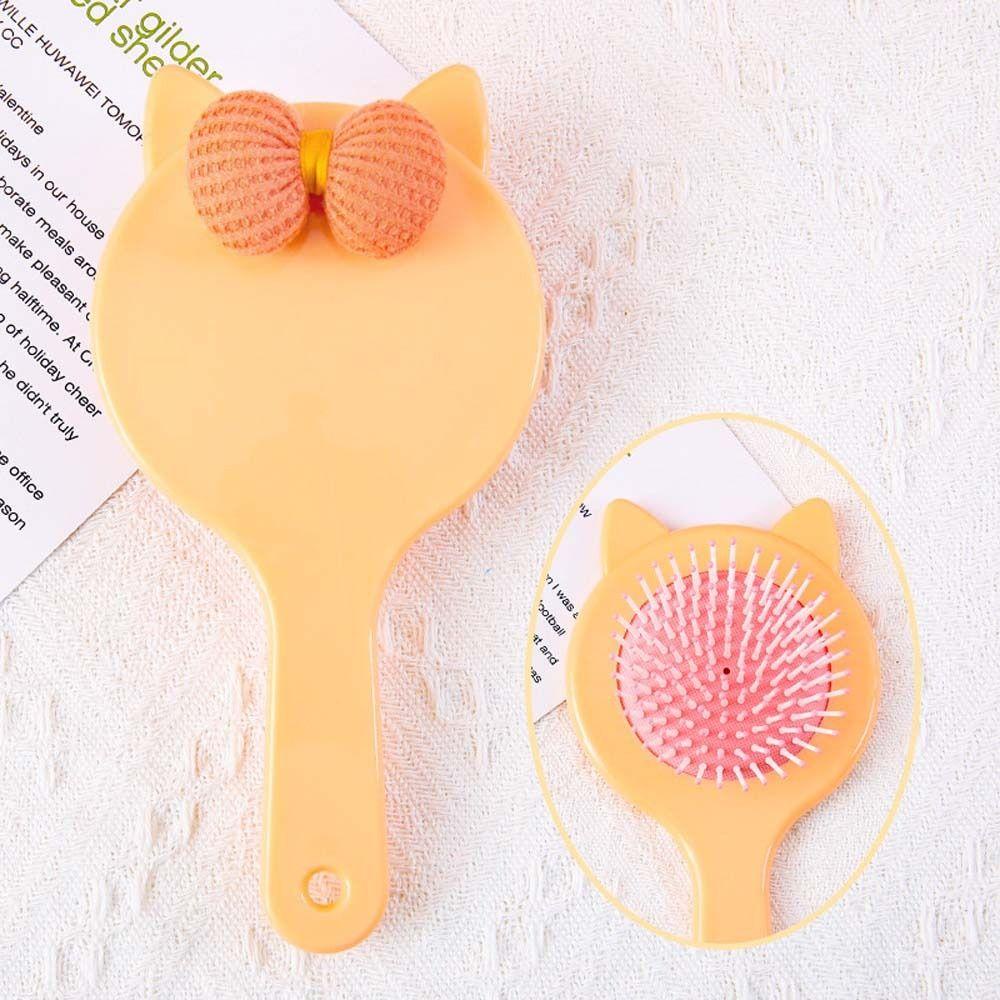 QQMALL Lược Chải Tóc Xoăn Có Đệm Khí Đính Nơ Xinh Xắn