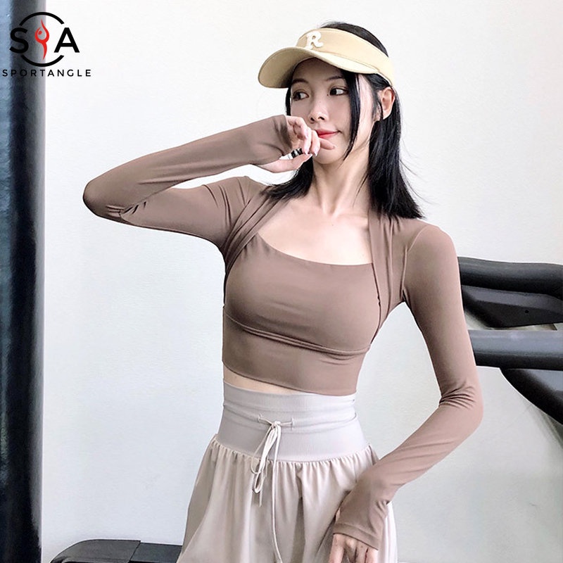 Áo tập thể thao giả hai mảnh SPORTSANGEL nhiều màu thời trang dành cho nữ