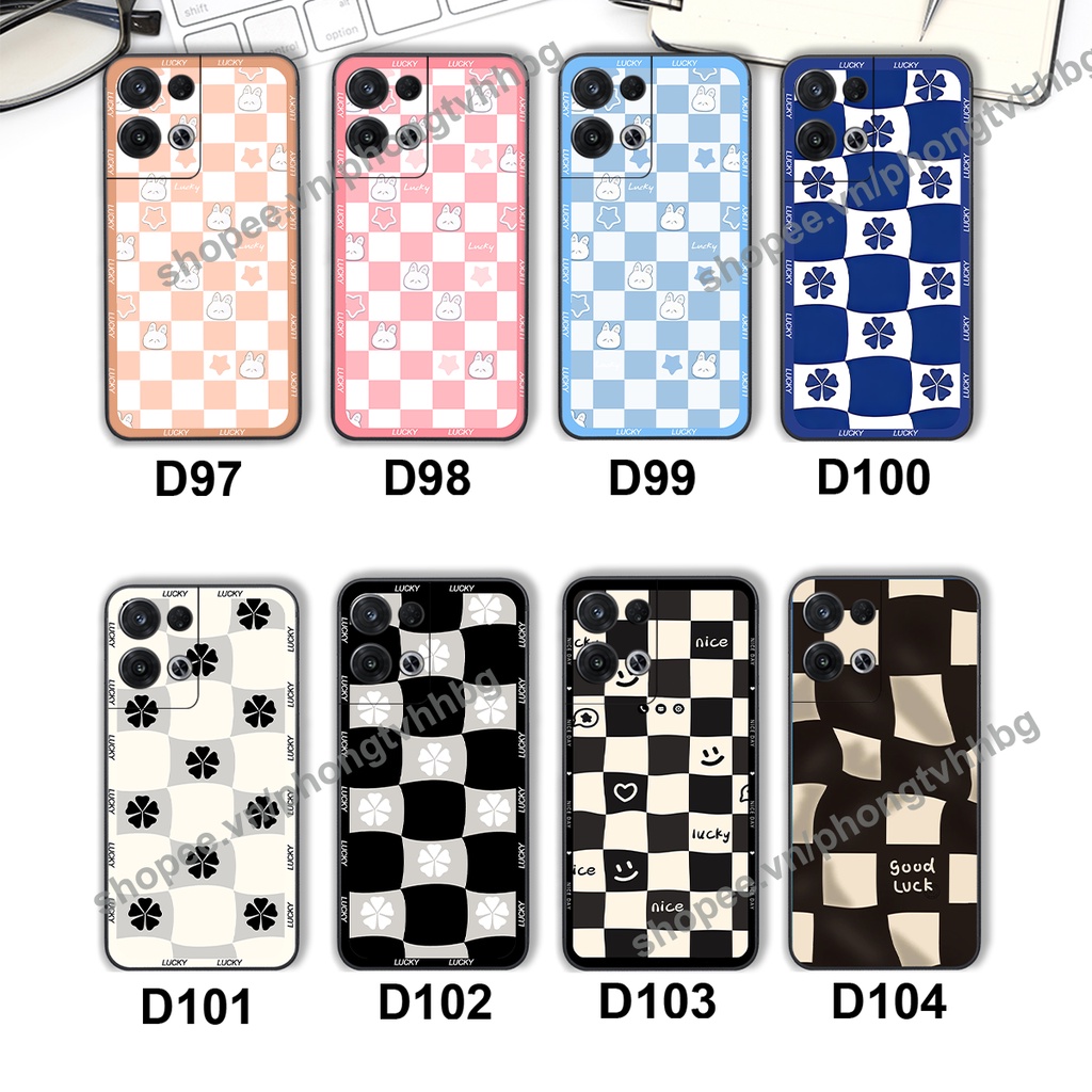 Ốp lưng Oppo Reno 8 4G / Reno 8 5G / Reno 8Z 5G caro mẫu hoa trắng đen cực đẹp cute giá rẻ