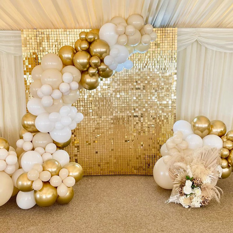 Set 120 Bong Bóng Cao Su Màu Trắng Vàng Trang Trí Tiệc