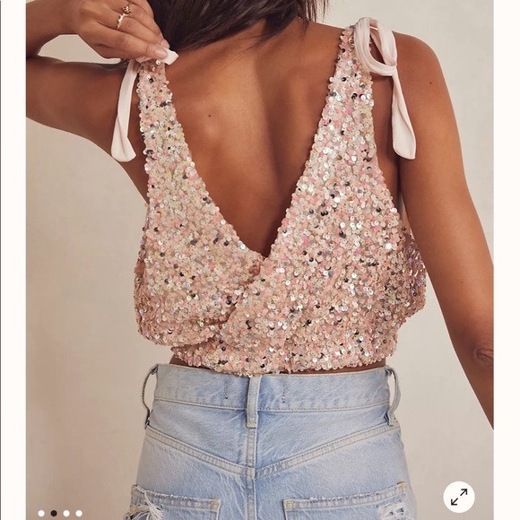 Hàng xuất xịn - Áo crop top đắp chéo sequin Fr33People xuất xịn