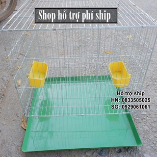 Hỗ trợ Ship- -Lồng chim cảnh lắp ghép ( 50x50x50cm) - Lồng thú cưng sơn tĩnh điện màu trắng + tặng máng ăn, máng uống,