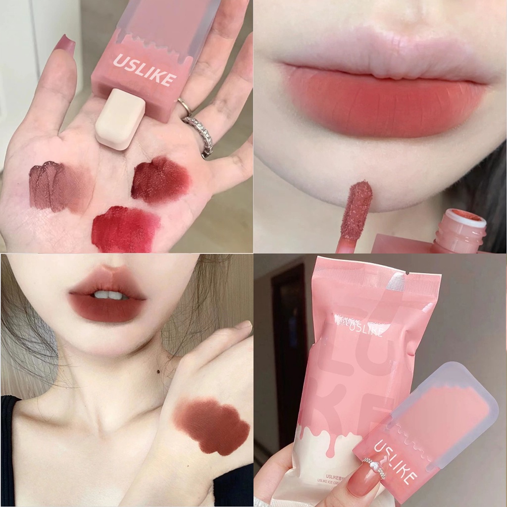 [Hàng Có Sẵn] Son Kem Màu Nhung Lì Tông Nude Hình Que Kem USLIKE Pink