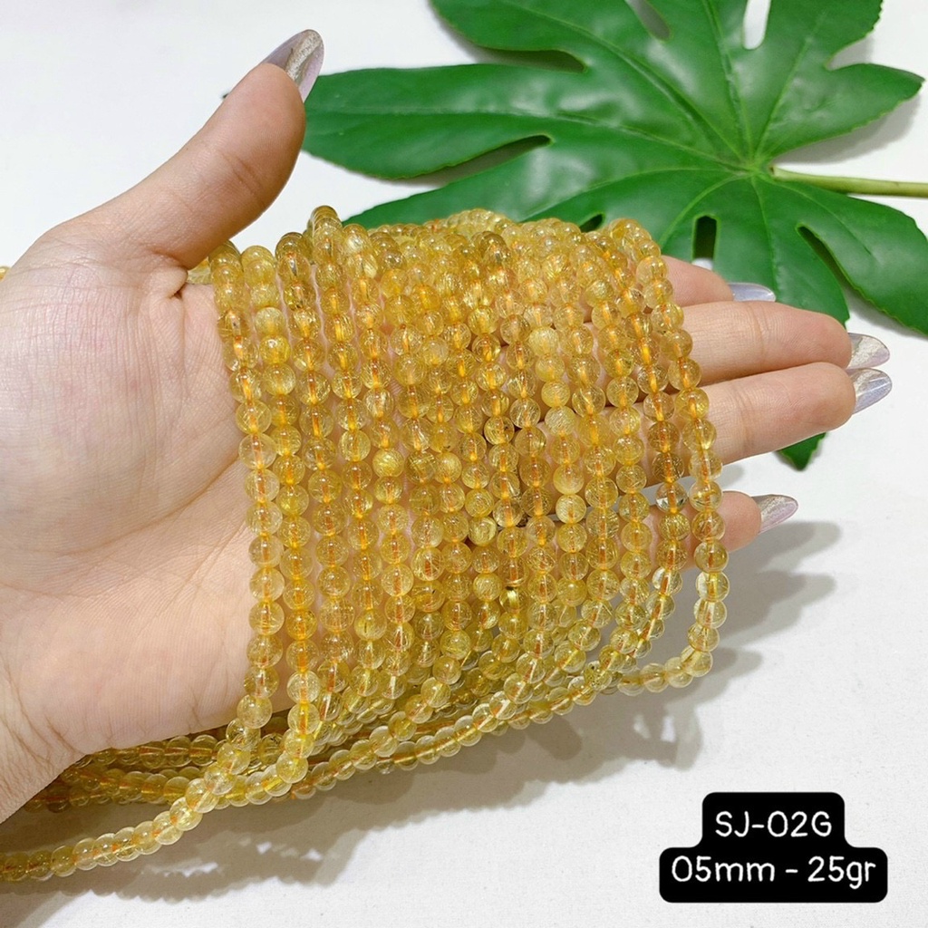 Vòng Chuỗi Tóc Vàng 4A Quấn Tay 3 Vòng 5-7mm