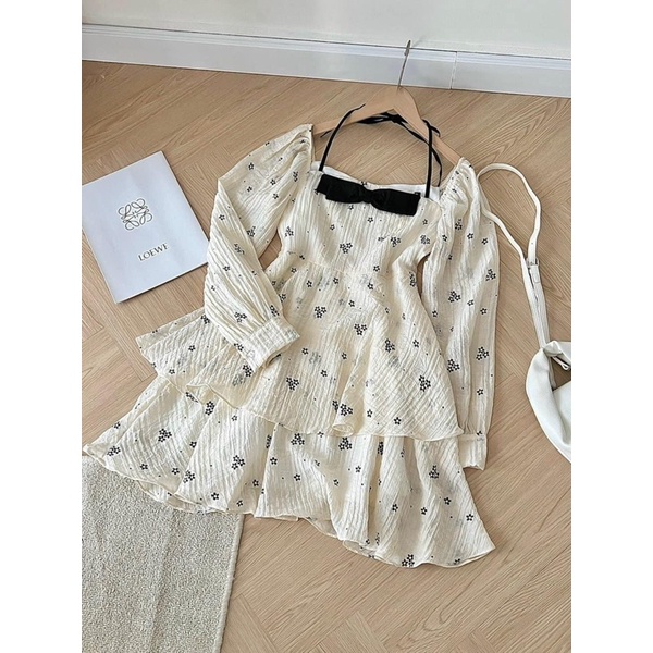 váy hoa nơ ngực dây cổ 239