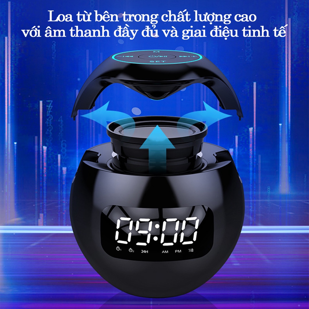 Loa Bluetooth Kiêm Đồng Hồ Báo Thức Sama G90S - Loa Bluetooth Siêu Bass Siêu Trầm Màn Hình Led Hiển Thị Giờ Và Pin
