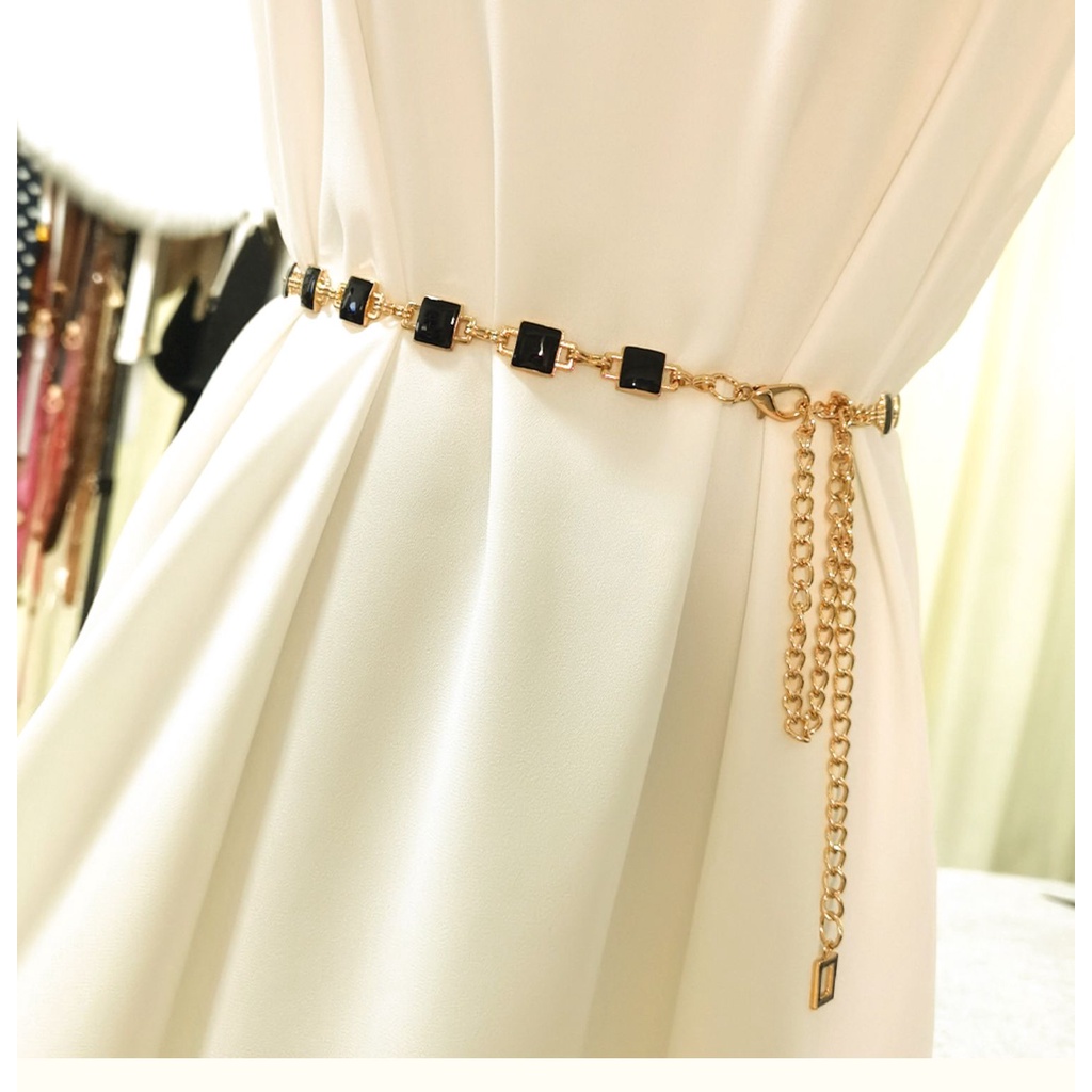 Đai váy Belt Xích 2 mặt Hình vuông cao cấp