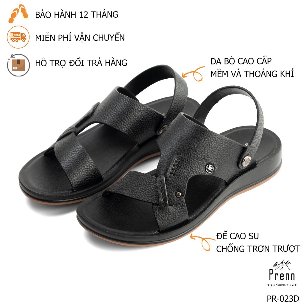 Dép da nam hàng xuất khẩu, 100% da bò cao cấp, Đế cao su đúc gầm kếp chống trơn, chống mòn siêu bền đẹp