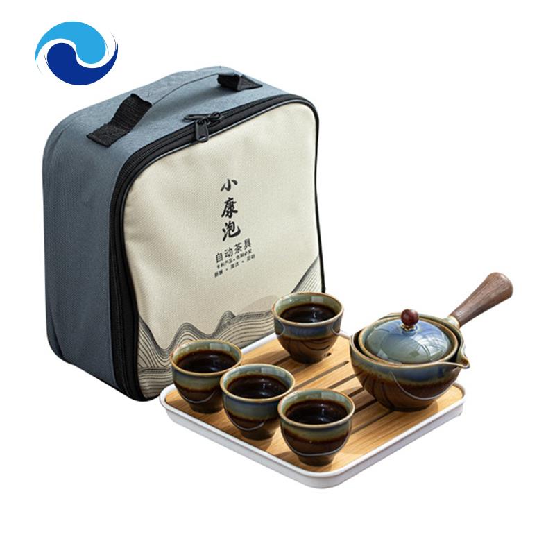 Bộ Ấm Trà Bằng Sứ Xoay 360 Độ Phong Cách Trung Hoa