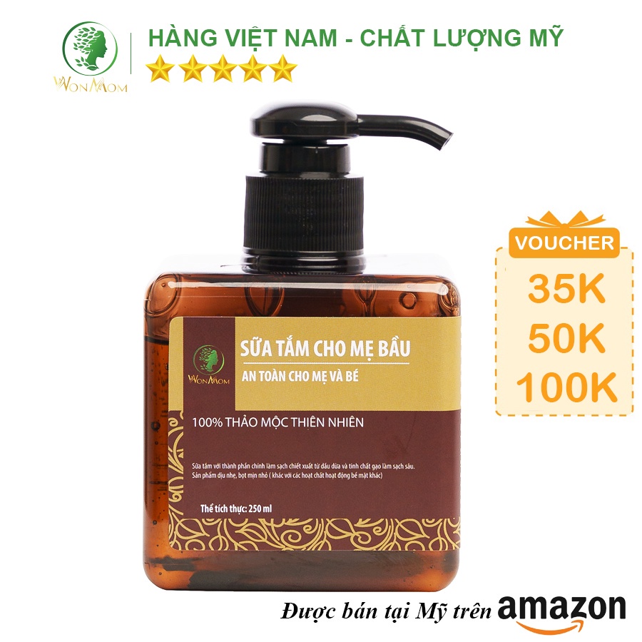 Sữa tắm dưỡng da cho mẹ bầu và sau sinh Sáng Hồng Da Cho Mẹ Bầu Wonmom 250ml