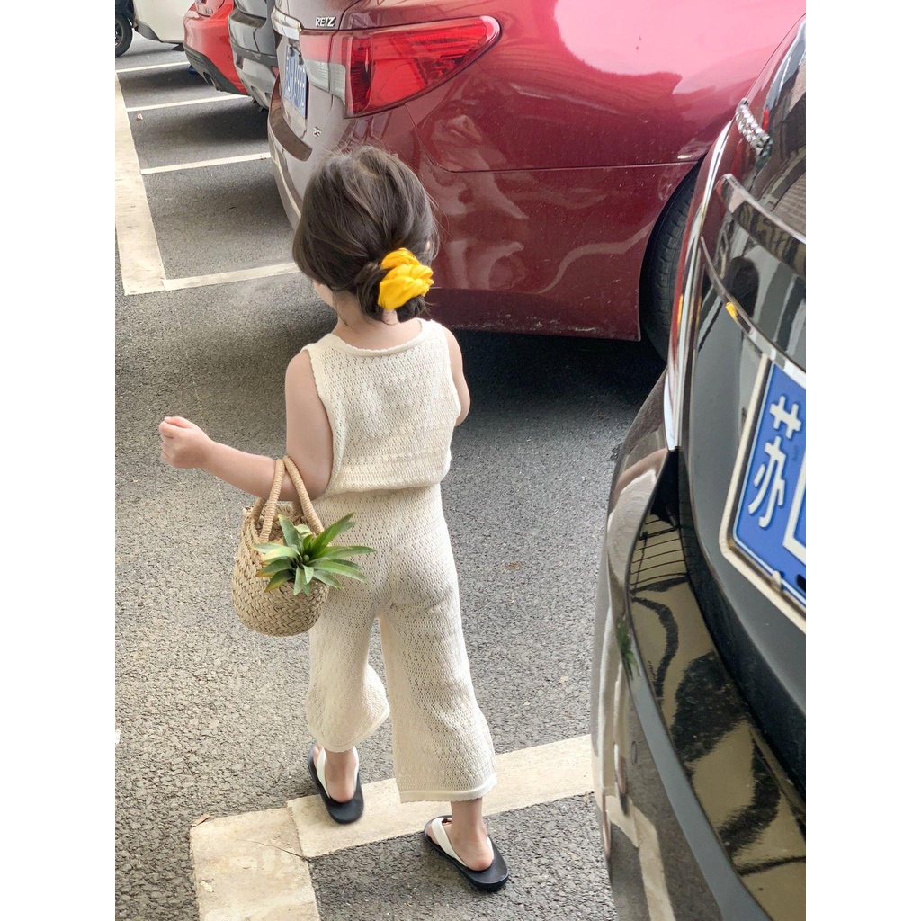 Set len dệt kim mùa xuân 2023 dễ thương cho bé gái