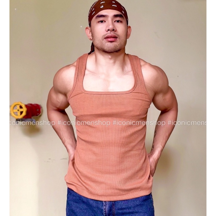 Áo ba lỗ nam body màu cafe sữa