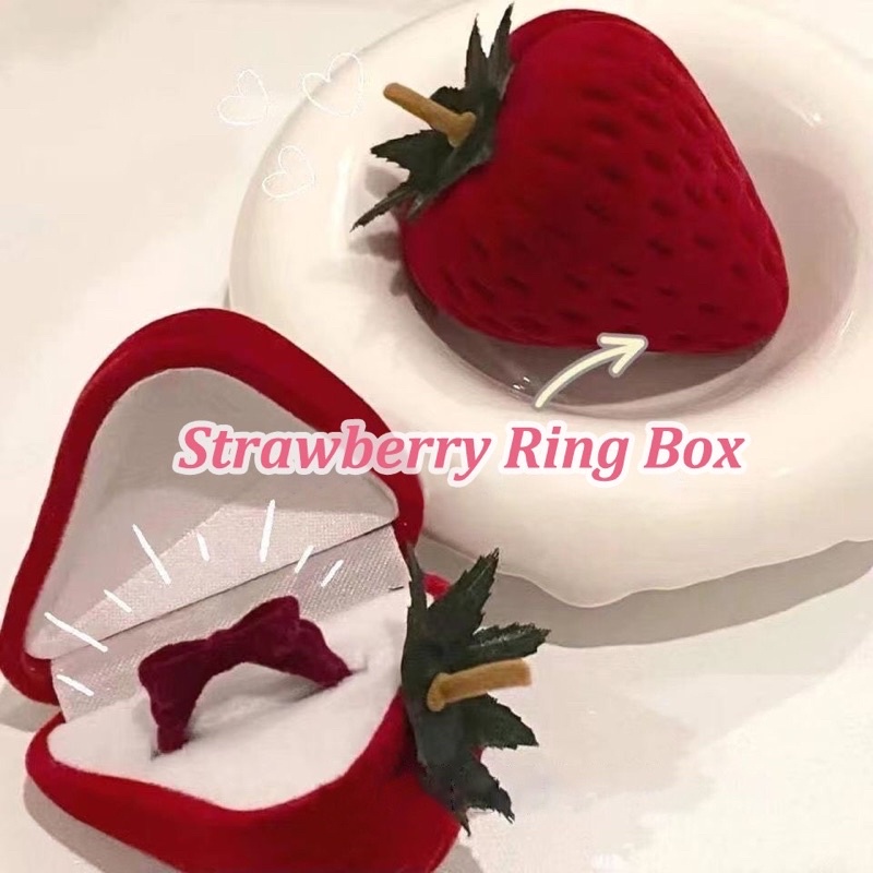 Hộp đựng nhẫn hình quả dâu xinh xắn dùng làm quà tặng trang sức