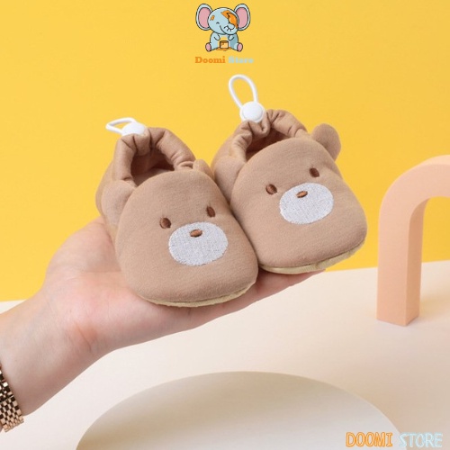 Giày Tập Đi Cotton Hình Gấu Nâu Siêu Đáng Yêu Cho Bé Từ 0-1 tuổi Doomi Store - SP269