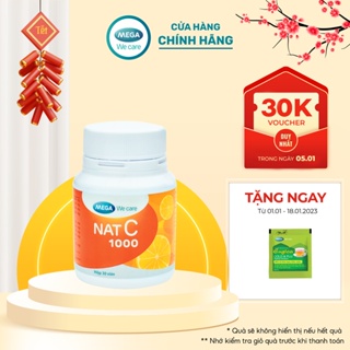 Viên Uống Mega We Care NAT C 1000 Bổ Sung Vitamin C- Hỗ Trợ Tăng Đề Kháng