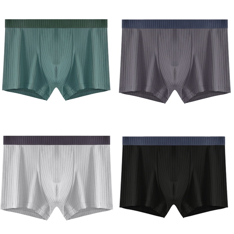 Bộ 4 quần lót boxer ECMLN cotton thoáng khí họa tiết sọc thời trang dành cho nam cỡ L-4XL